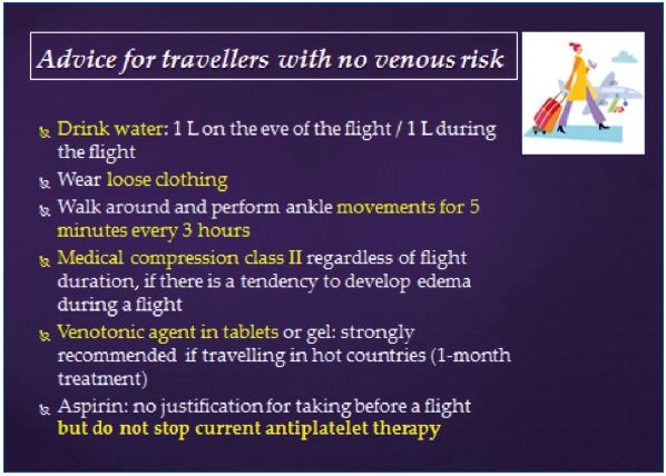 Figure 4. Advice for travellers with no venous risk. Prepared by the French Society of Angiology.